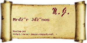 Mrár János névjegykártya